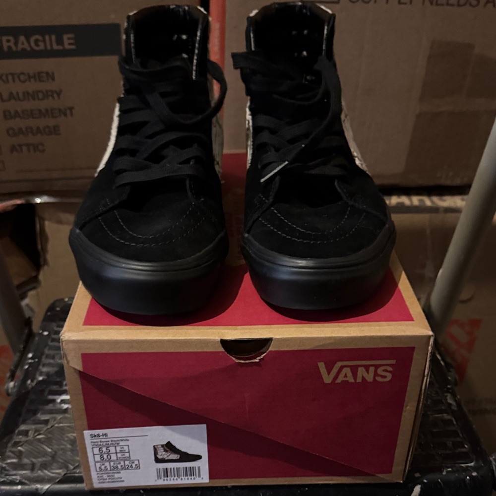 Vans Black High-Top Skate Shoes Hazy Bones Special Edition (Unisex)